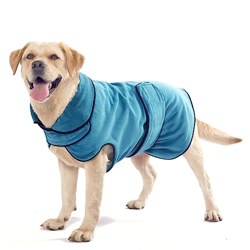 RongYiCare Hunde-Bademantel, Handtücher zum Trocknen von Hunden, schnell trocknende Hundemäntel für nach dem Bad, hochwertiger, saugfähiger Hundemantel, verstellbarer Kragen und Taille, von RongYiCare