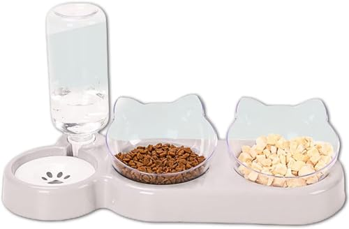 Rongchenghao 3 in 1 Katzen Wassernapf Set, mit Ständer Katzennapf, Doppelköpfiger Katzennapf mit Wasserspender, geeignet für Haustiere, kleine Hunde, und Katzenfutterspender Rongchenghao 3 in 1 Katzen Wassernapf Set, mit Ständer Katzennapf, Doppelköpfiger Katzennapf mit Wasserspender, geeignet für Haustiere, kleine Hunde, und Katzenfutterspender von Rongchenghao