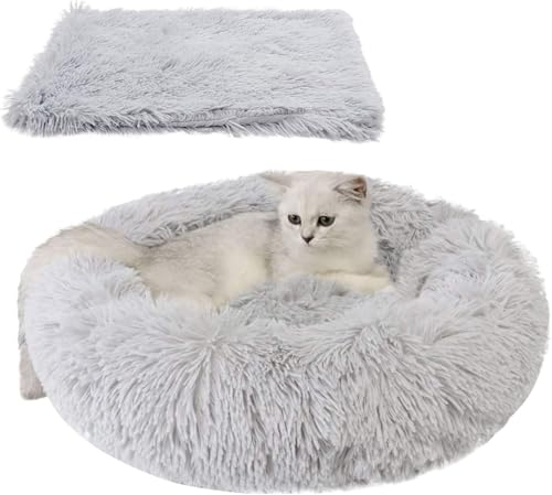 Rongchenghao Hundebett mit Matte, Katzenkorb, universal, Sofa, Haustiermatte, maschinenwaschbar, weiches Plüschbett, 50 cm Bett/56 x 36 cm Matte, hellgrau Rongchenghao Hundebett mit Matte, Katzenkorb, universal, Sofa, Haustiermatte, maschinenwaschbar, weiches Plüschbett, 50 cm Bett/56 x 36 cm Matte, hellgrau von Rongchenghao