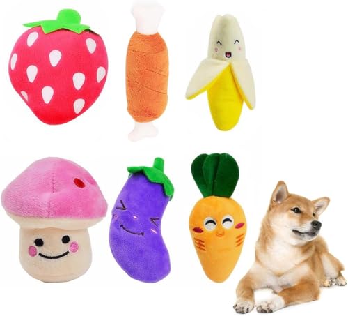 Rongchenghao Kleines Hundespielzeug Quietschendes Hundespielzeug Haustier Quietschspielzeug, 6 Plüschwelpenspielzeuge, geeignet für kleine und mittelgroße Hunde von Rongchenghao
