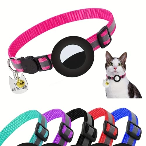 Airtag Katzenhalsband aus Nylon, mit ID-Tag, Haustiername und Telefonnummer, Tracker-Silikonhülle, Glocke, reflektierender Streifen und Schnalle mit Katzenmuster, 18 cm - 28 cm verstellbar Airtag Katzenhalsband aus Nylon, mit ID-Tag, Haustiername und Telefonnummer, Tracker-Silikonhülle, Glocke, reflektierender Streifen und Schnalle mit Katzenmuster, 18 cm - 28 cm verstellbar von Ronglin Custom