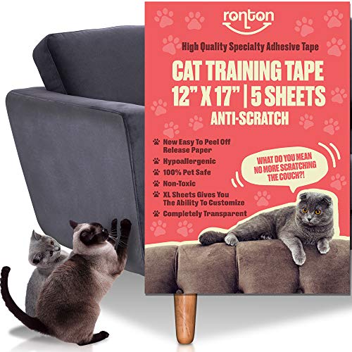 Ronton Kratzabschreckungsband für Katzen, 30,5 x 43,2 cm, Anti-Kratz-Klebeband für Katzen, 5 Blatt, 100 % transparentes, doppelseitiges Trainingsband, Haustier- und kindersicher, Möbel, Couch, Ronton Kratzabschreckungsband für Katzen, 30,5 x 43,2 cm, Anti-Kratz-Klebeband für Katzen, 5 Blatt, 100 % transparentes, doppelseitiges Trainingsband, Haustier- und kindersicher, Möbel, Couch, von Ronton