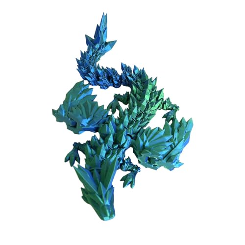 Ronyme 3D-gedruckte Drachenfigur, Dekor, lebensechter, Flexibler, voll beweglicher Drache für Kinder, Geburtstagsgeschenke, Osterkorbfüller, Blau Grün von Ronyme