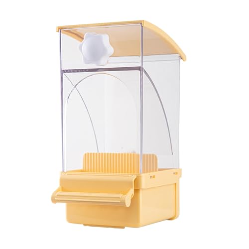 Ronyme Automatischer Vogelfutterspender, Futterbehälter, Käfigzubehör, Vogelnapf, Futterspender für Kanarienvögel, Wellensittiche, Gelb von Ronyme