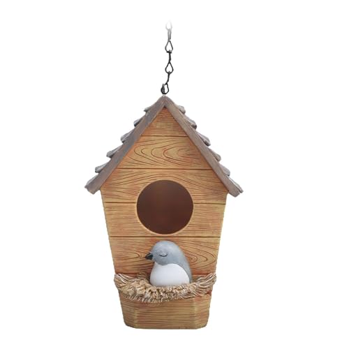 Ronyme Dekorative Vogelhäuschen-Skulptur zum Aufhängen, Geschenk für Vogelliebhaber, rustikale Harzfigur, Gartenstatue für den Innenbereich, Hof, Terrasse, mit Vogel 12x19cm Ronyme Dekorative Vogelhäuschen-Skulptur zum Aufhängen, Geschenk für Vogelliebhaber, rustikale Harzfigur, Gartenstatue für den Innenbereich, Hof, Terrasse, mit Vogel 12x19cm von Ronyme