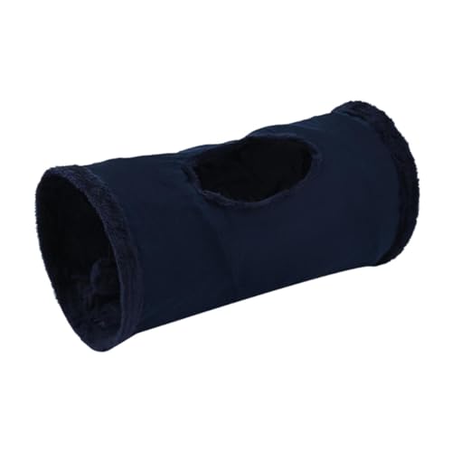 Ronyme Gerader Katzentunnel für Hauskatzen mit Ball, Haustierbedarf, Schlafen, 50 x 25 cm, faltbares Tunnelrohr, Blau von Ronyme