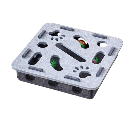 Ronyme Katzen-Puzzle-Spielzeug, Mental, lustiges -Spiel mit Glockenbällen für Katzen jeden Alters, Grau, Quadrat Ronyme Katzen-Puzzle-Spielzeug, Mental, lustiges -Spiel mit Glockenbällen für Katzen jeden Alters, Grau, Quadrat von Ronyme