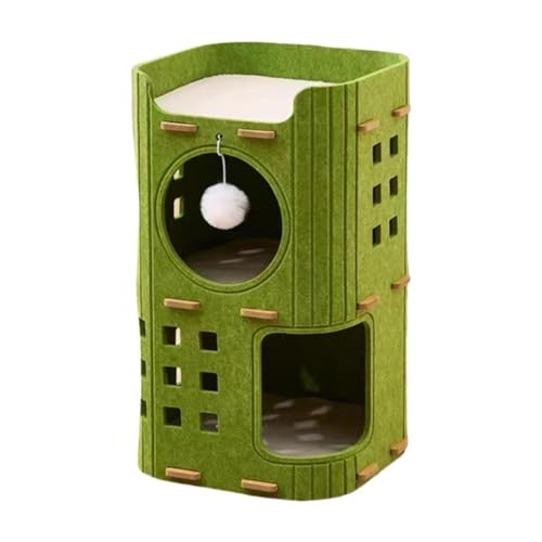 Ronyme Katzenbetthöhle mit hängendem Ballspielzeug, bedeckter Tunnel, mehrschichtig, für Katzen im Innen- und Außenbereich, Grüne Doppelschicht Ronyme Katzenbetthöhle mit hängendem Ballspielzeug, bedeckter Tunnel, mehrschichtig, für Katzen im Innen- und Außenbereich, Grüne Doppelschicht von Ronyme