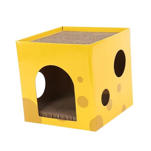Ronyme Katzenhaus aus Karton, Katzenkratzhaus, Spielversteck, Krallenschleifen, Spielhäuser mit Kratzbrett für Katzen und Kleintiere, Gelb Ronyme Katzenhaus aus Karton, Katzenkratzhaus, Spielversteck, Krallenschleifen, Spielhäuser mit Kratzbrett für Katzen und Kleintiere, Gelb von Ronyme