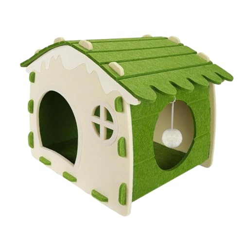 Ronyme Katzenkratzhaus, Schlafbett, Kratzversteck mit interaktivem Ball (zu montieren) für kleine und mittelgroße Katzen, GrÜn von Ronyme