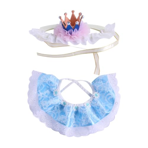 Ronyme Katzenkronenhut, Spitzenschal-Set, Outfit, Halstuch, schönes Spitzen-Bandana-Lätzchen, Katzenprinzessinnen-Kostüme für Katzen und, Blau Ronyme Katzenkronenhut, Spitzenschal-Set, Outfit, Halstuch, schönes Spitzen-Bandana-Lätzchen, Katzenprinzessinnen-Kostüme für Katzen und, Blau von Ronyme