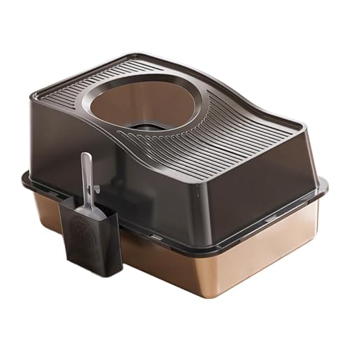 Ronyme Katzentoilette, vollständig geschlossen, spritzwassergeschützt, 60,4 x 39,9 x 35,1 cm, hoher Rand, vielseitig einsetzbar, stabile Katzenbettpfanne mit, Schwarz von Ronyme