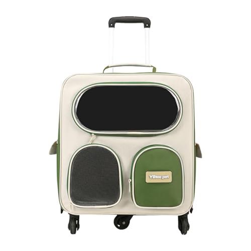 Ronyme Katzentrage-Rucksack mit Trolley mit Rädern, Nylonmaterial, ergonomisch, seitliches Netzfenster, faltbar, wasserdicht, freihändig, GrÜn Ronyme Katzentrage-Rucksack mit Trolley mit Rädern, Nylonmaterial, ergonomisch, seitliches Netzfenster, faltbar, wasserdicht, freihändig, GrÜn von Ronyme
