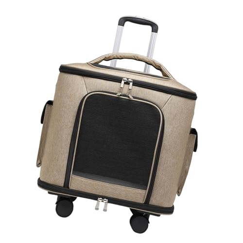 Ronyme Katzentragetasche, Haustier-Rolltragetasche mit Universalrädern für große Katzen und Welpen, Khaki Ronyme Katzentragetasche, Haustier-Rolltragetasche mit Universalrädern für große Katzen und Welpen, Khaki von Ronyme