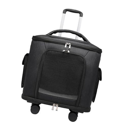 Ronyme Katzentragetasche, Haustier-Rolltragetasche mit Universalrädern für große Katzen und Welpen, Schwarz Ronyme Katzentragetasche, Haustier-Rolltragetasche mit Universalrädern für große Katzen und Welpen, Schwarz von Ronyme
