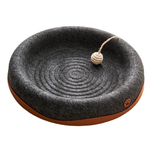 Ronyme Kratzmatte für Katzen aus Filz, Nickerchen-Lounge mit Juteball für Kätzchen im Innenbereich, mit erhöhtem Rand, fusselfreie Spielzone, wendbar, Schwarze Runde Ronyme Kratzmatte für Katzen aus Filz, Nickerchen-Lounge mit Juteball für Kätzchen im Innenbereich, mit erhöhtem Rand, fusselfreie Spielzone, wendbar, Schwarze Runde von Ronyme