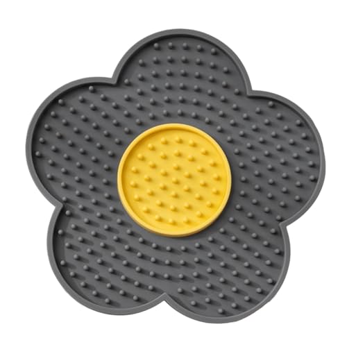 Ronyme Leckmatte für Hunde und Katzen mit Saugnäpfen, Katzen-Welpennapf, Erdnussbutter-Pad, Leckmatte, langsamer Futterspender für Haustiere, zum Baden, Grau von Ronyme