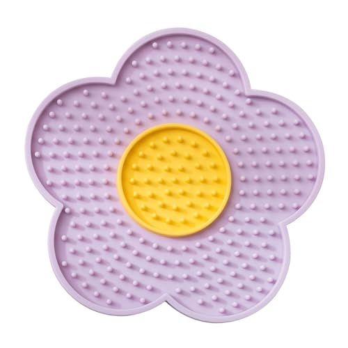 Ronyme Leckmatte für Hunde und Katzen mit Saugnäpfen, Katzen-Welpennapf, Erdnussbutter-Pad, Leckmatte, langsamer Futterspender für Haustiere, zum Baden, Lila Ronyme Leckmatte für Hunde und Katzen mit Saugnäpfen, Katzen-Welpennapf, Erdnussbutter-Pad, Leckmatte, langsamer Futterspender für Haustiere, zum Baden, Lila von Ronyme