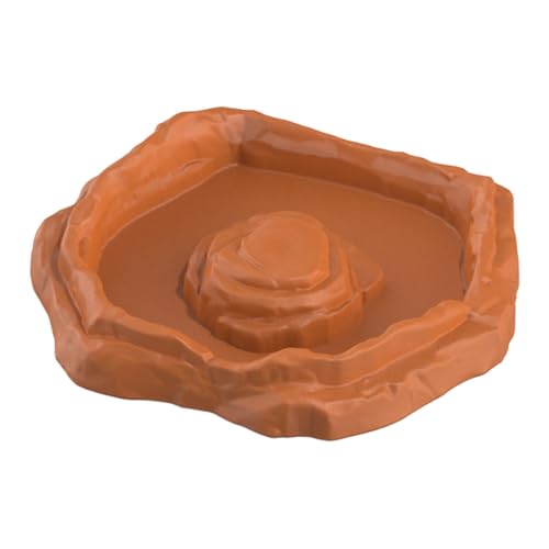 Ronyme Reptilien-Badebecken, Terrarium-Futternapf, realistischer Wassernapf für Schildkröten, Wasser- und Futternapf für Frösche, Schlangenschildkröten, Light Brown S von Ronyme