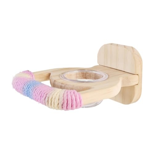 Ronyme Vogelsitzstange, Sitzstangenständer aus Holz mit transparentem Futternapf, Käfigzubehör für kleine Papageien von Ronyme