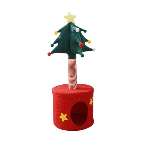 Ronyme Weihnachtsbaum-Katzenturm mit gemütlichem Versteck, Sisal-Kratzbaum, süßes, vielseitiges Haustiermöbel, Aktivitätszentrum, 35,4 x 85,4 cm von Ronyme
