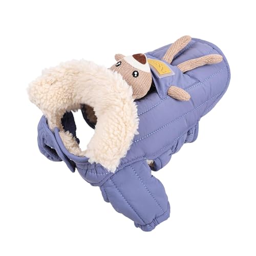 Ronyme Wintermantel für Hunde, warme Jacke zum Spazierengehen, Herbst, Welpenkleidung, Abnehmbarer Ornament, Mantel für kaltes Wetter, Blue M von Ronyme