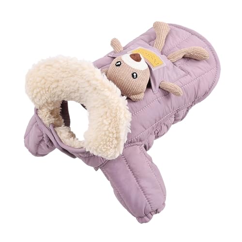 Ronyme Wintermantel für Hunde, warme Jacke zum Spazierengehen, Herbst, Welpenkleidung, Abnehmbarer Ornament, Mantel für kaltes Wetter, Pink L von Ronyme