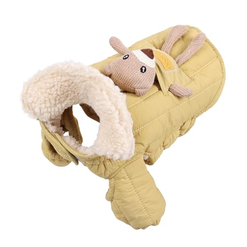 Ronyme Wintermantel für Hunde, warme Jacke zum Spazierengehen, Herbst, Welpenkleidung, Abnehmbarer Ornament, Mantel für kaltes Wetter, Yellow M von Ronyme