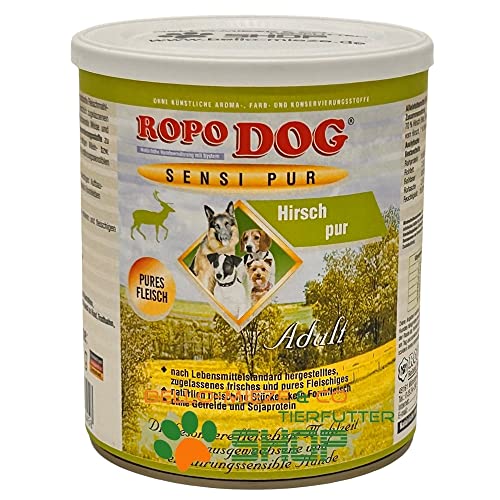 30 Dosen à 800 gr. RopoDog Adult Sensi Pur Hirsch - pures Fleisch von RopoDog