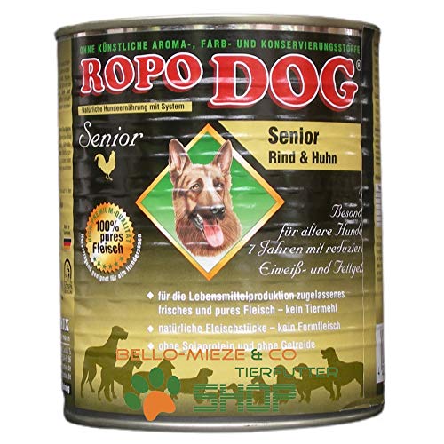 RopoDog 30 Dosen à 800 gr Senior Rind & Huhn - 96% Fleisch von RopoDog