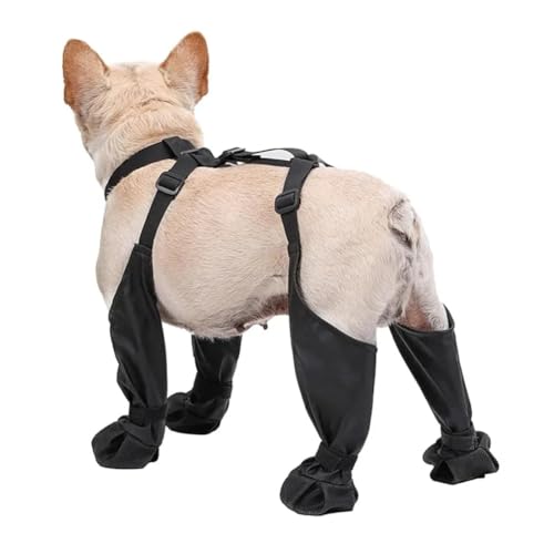 Rordigo DogPaw Protektoren mit Hosenträgern, rutschfeste Hunde-Regenstiefel für Winter, Schnee, Outdoor L von Rordigo