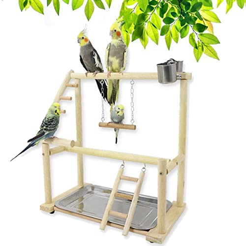 RoseFlower Vögel Spielplatz, wellensittich spielzeug Vogelspielständer Vögel Gym Vogelzubehör Turnhalle Leiter Laufgitter mit Feeder Cups Tablett Schaukel für Perruche Ondulée, Papageien, Finken usw#7 von RoseFlower