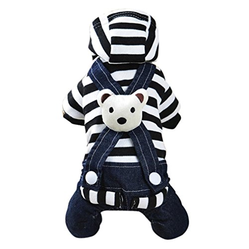 Hund Welpen Kleid Rosennie Hund Welpen Kleid Cat Strap Denim Hosen Hund Kleidung Jeansrock Haustier Haustier Hundekleidung gestreiften Denim Strap Rock Lätzchen Hosen von Rosennie_Haustiere