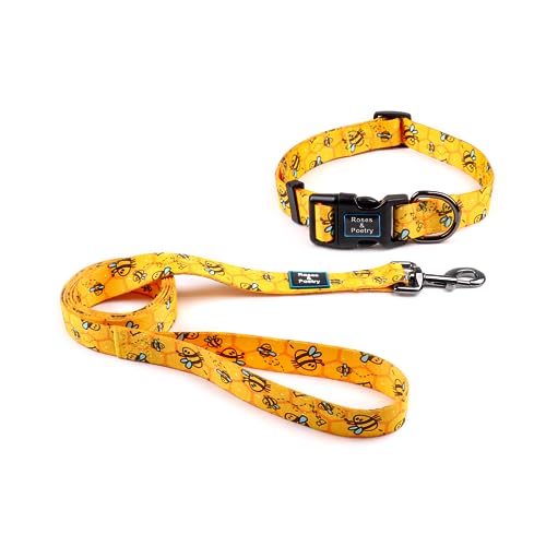 Roses&Poetry Hunde-Halsband und Leine für extra kleine Hunde, verstellbar, strapazierfähig, 1,5 m Leine, für Training, Biene, Größe XS Roses&Poetry Hunde-Halsband und Leine für extra kleine Hunde, verstellbar, strapazierfähig, 1,5 m Leine, für Training, Biene, Größe XS von Roses&Poetry
