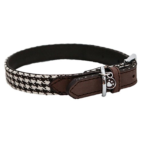 Rosewood 03435 Rosewood Wag 'n' Walk modisches Designer - Hundehalsband für einen Halsumfang von 30,5 - 40,5 cm, Hahnentrittmuster braun von Rosewood