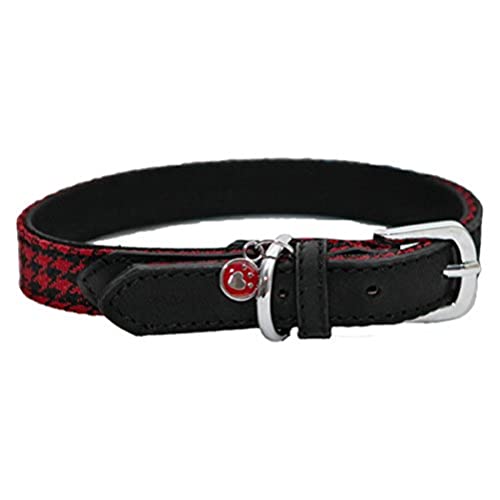 Rosewood 03438 Rosewood Wag 'n' Walk modisches Designer - Hundehalsband für einen Halsumfang von 30,5 - 40,5 cm, Hahnentrittmuster rot / schwarz von Rosewood
