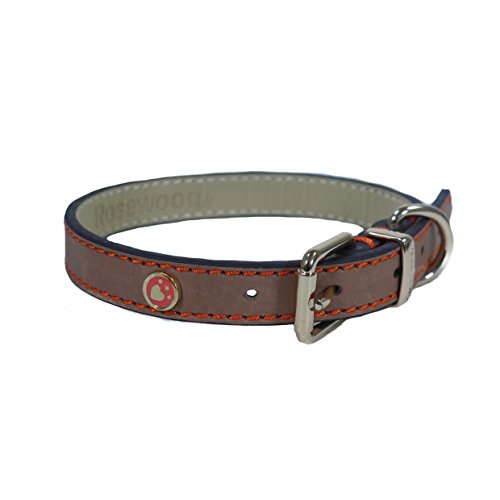 Rosewood 04007 Leder-Hundehalsband für Halsumfang von 25.4-35.6 cm, braun von Rosewood