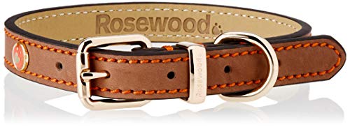 Rosewood 04017 Leder-Hundehalsband für Halsumfang von 35.6-45.7 cm, braun von Rosewood