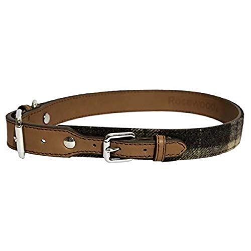 Rosewood 04112 Luxus-Hundehalsband aus Leder für einen Halsumfang von 21-31 cm, Schottenkaro-Tweed von Rosewood