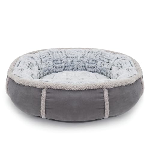 Rosewood 04371 Hundebett in Donut-Form mit Dicker Plüsch-Innenseite, grau, Länge: 68 cm von Rosewood