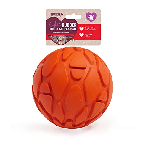 Rosewood 40323 robuster und langlebiger Hunde-Squeakerball aus Gummi für Spielereien innen und außen, Durchmesser: 6 cm, orange Rosewood 40323 robuster und langlebiger Hunde-Squeakerball aus Gummi für Spielereien innen und außen, Durchmesser: 6 cm, orange von Rosewood