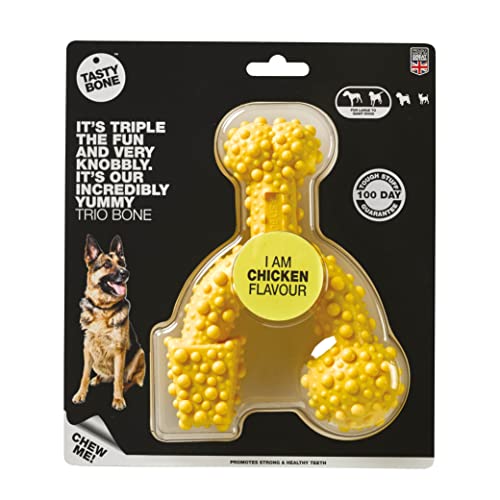 Tasty Bone Rosewood 57062 TastyBone Trio Gummi-Hundespielzeug, Hühnchen, medium von Tasty Bone