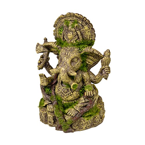Rosewood 91694 Moosbedecktes Aquaristik-Ornament Ganesh-Statue aus Harz von Rosewood