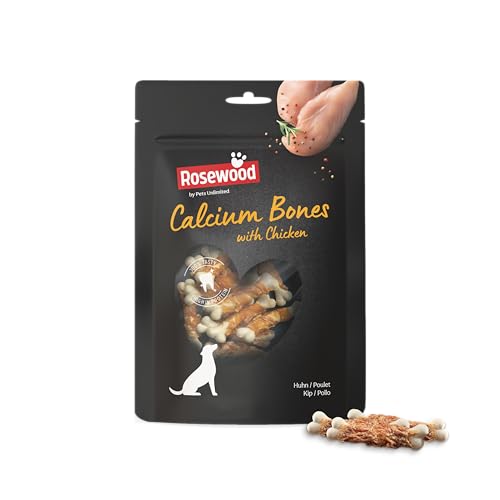 Rosewood Calcium Bones – Kalziumknochen für Hunde mit Hühnchengeschmack – Getreidefrei & glutenfrei – Ohne künstliche Farb- oder Aromastoffe – Zahnpflege & Ergänzung – 100 g – Für alle Hundegrößen von Rosewood