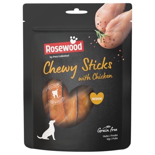 Rosewood Chewy Sticks mit Hühnchen & Rinderhaut – Getreidefreie Zahnpflege-Kaustangen für Hunde, ohne künstliche Zusätze, proteinreich, einwandfrei für mittlere Hunde, 100 g Rosewood Chewy Sticks mit Hühnchen & Rinderhaut – Getreidefreie Zahnpflege-Kaustangen für Hunde, ohne künstliche Zusätze, proteinreich, einwandfrei für mittlere Hunde, 100 g von Rosewood