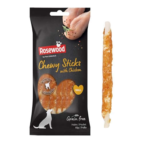 Rosewood Hühnchen-Kausticks für kleine Hunde - Rinderhaut Leckerli, Zahnpflege, Getreide- und Glutenfrei, Ohne Künstliche Zusätze, 100 g von Rosewood