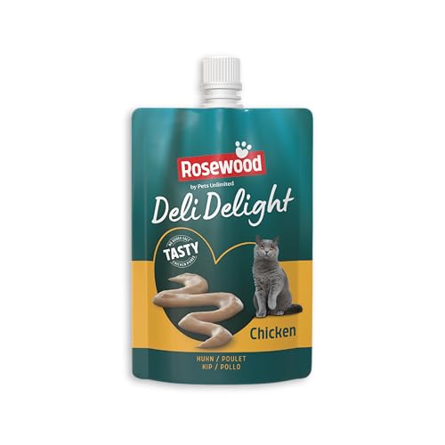 Rosewood Deli Delight Hühnchen-Püree für Katzen, 80g – Zartes Topping oder Snack – Feuchtigkeitsspendend & Lecker – Ohne Zusatzstoffe von Rosewood