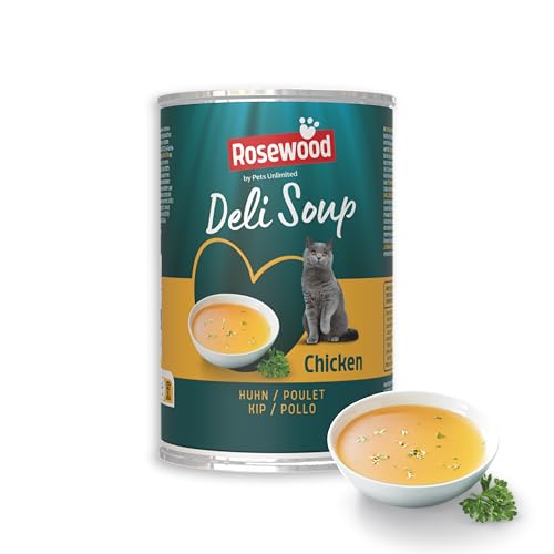 Rosewood Deli Soup Huhn – Leckerer Katzensnack als Brühe mit zarten Hühnerstückchen, natürliche Zutaten, ohne Zucker & Salz, ohne künstliche Zusätze, 135 ml von Rosewood