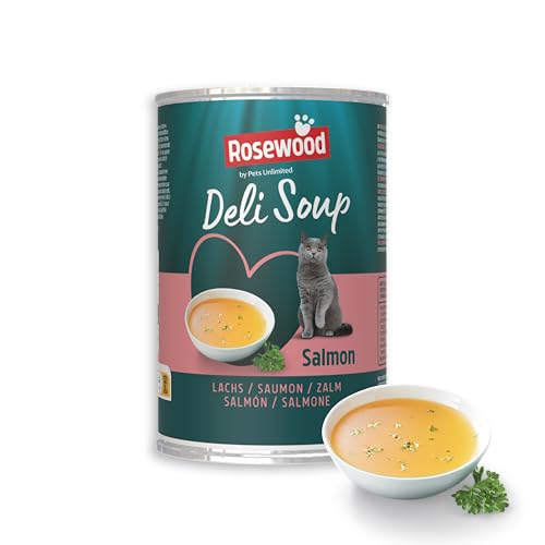 Rosewood Deli Soup Lachs – Leckerer Katzensnack als Brühe mit zarten Lachsstückchen, natürliche Zutaten, ohne Zucker & Salz, ohne künstliche Zusätze, 135 ml von Rosewood