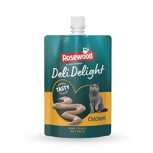 Rosewood Deli Delight Hühnchen-Püree für Katzen, 80g – Zartes Topping oder Snack – Feuchtigkeitsspendend & Lecker – Ohne Zusatzstoffe von Rosewood